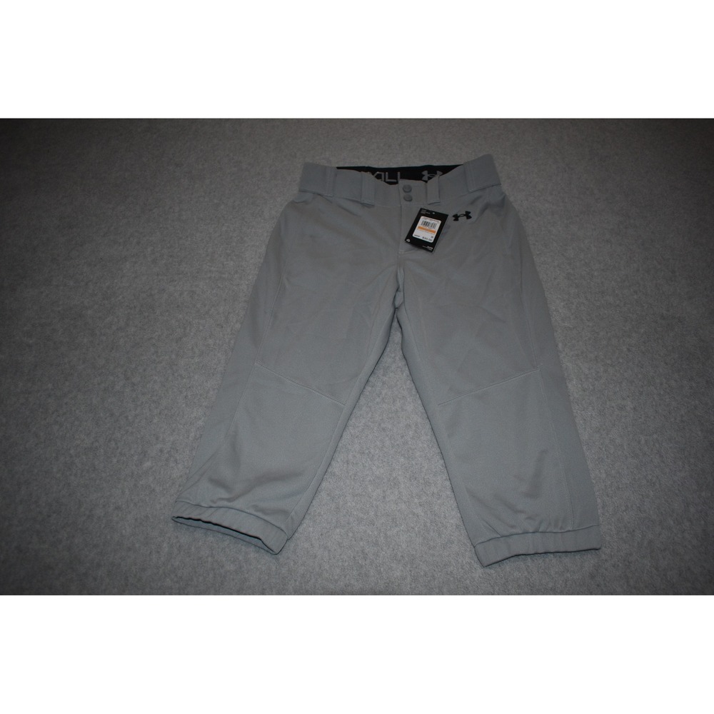 Under Armour Softball Pants Womens Small Grey Cropped Utility Loose Fit New